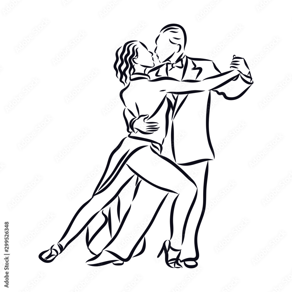 illustration of dancers tango , sketch 