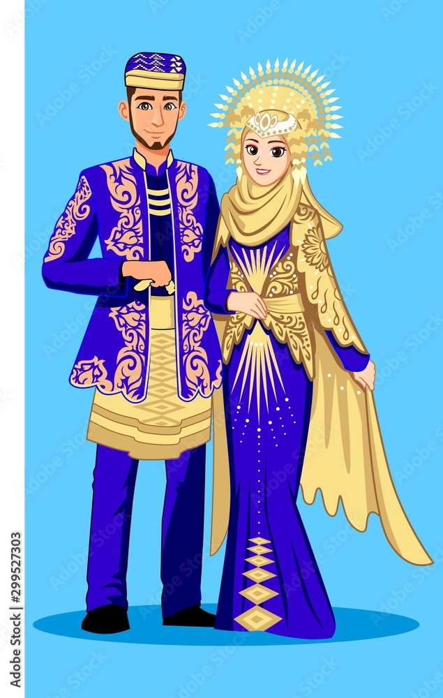 Obraz premium Minang Wedding dress suit with blue color