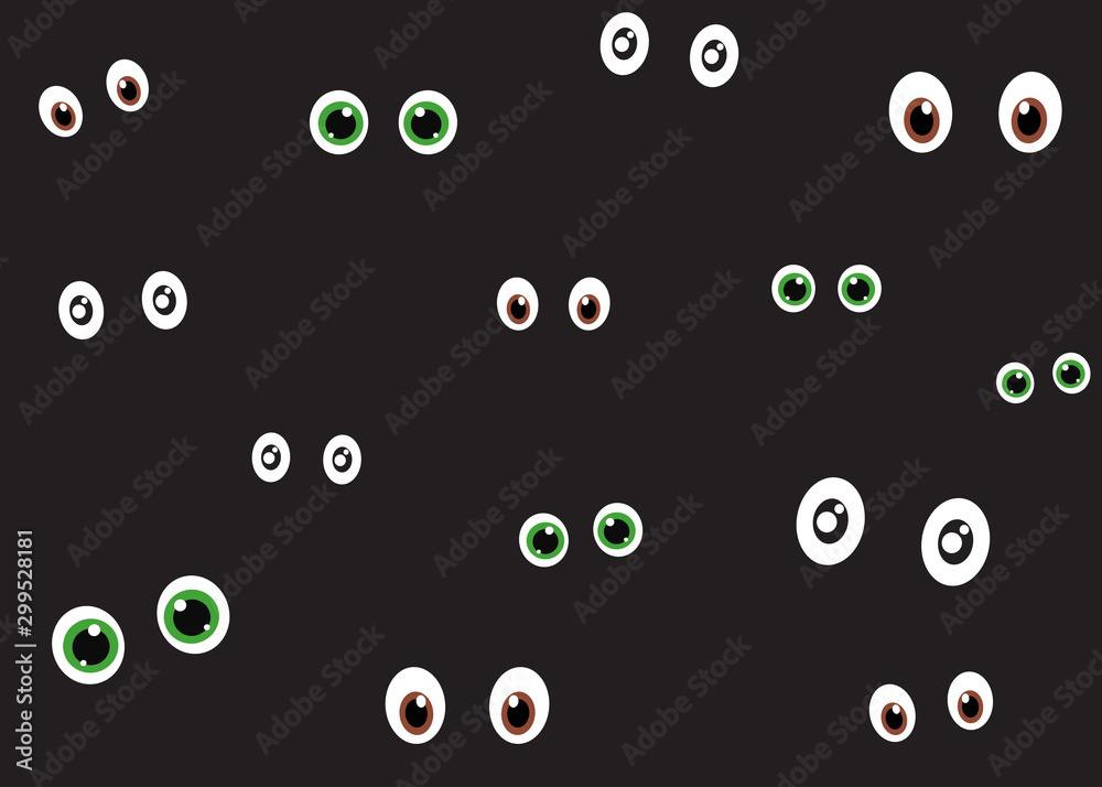 Vector illustration of spooky eyes in the dark background - Halloween background Vector illustration of spooky eyes in the dark background - Halloween background