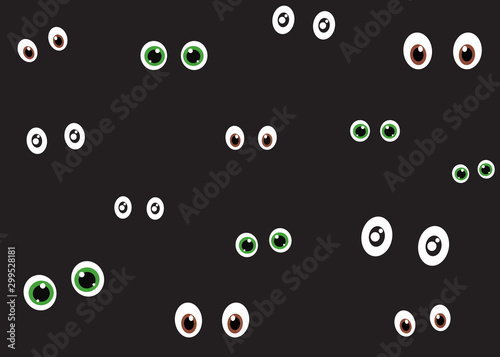 Vector illustration of spooky eyes in the dark background - Halloween background