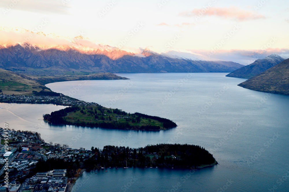Panoramic view over Queenstown, New-Zealand