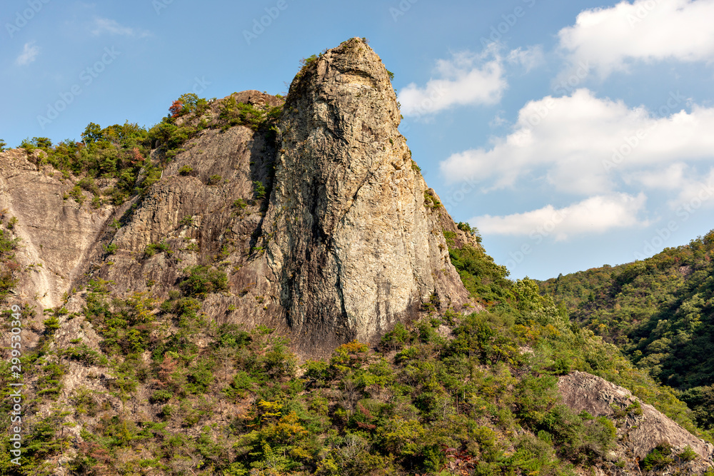 View of Hyakujo-iwa, a famous rock climbing site in Kobe, Hyogo prefecture, Japan