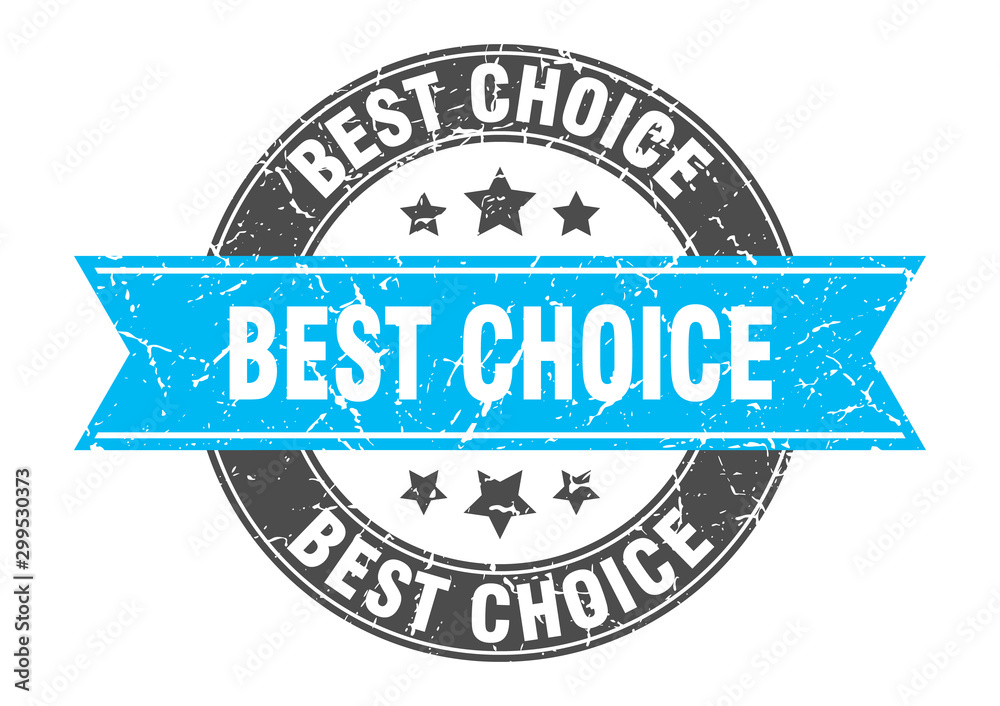 Obraz premium best choice round stamp with turquoise ribbon. best choice