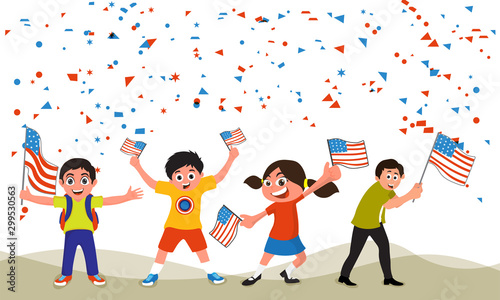Cute kids celebrating American Independence Day.