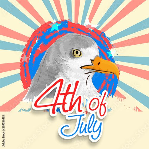 4th of July background with National Bird Eagle.