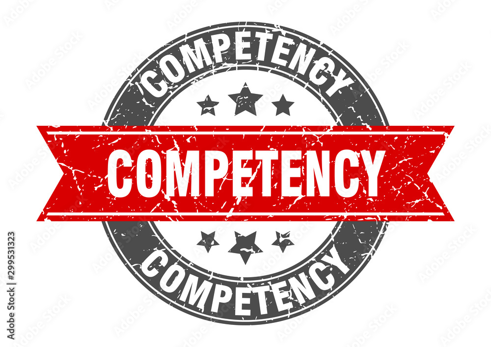 Obraz premium competency round stamp with red ribbon. competency