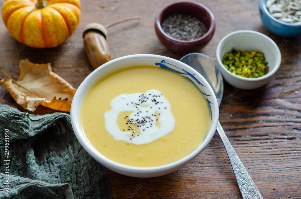 Pumpkin soup, food photography Pumpkin soup, food photography