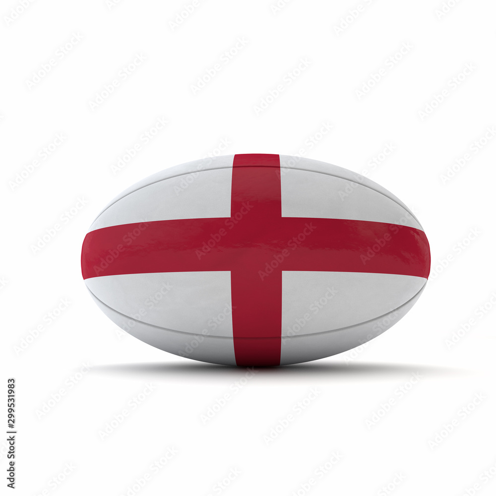 Obraz premium England flag rugby ball on a white background. 3D Rendering