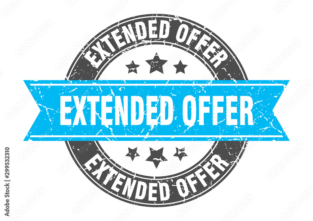 Fototapeta premium extended offer round stamp with turquoise ribbon. extended offer