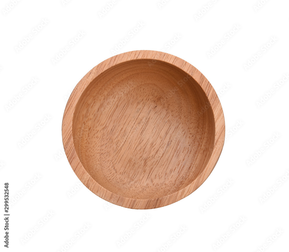 wooden bowl isolated on white background