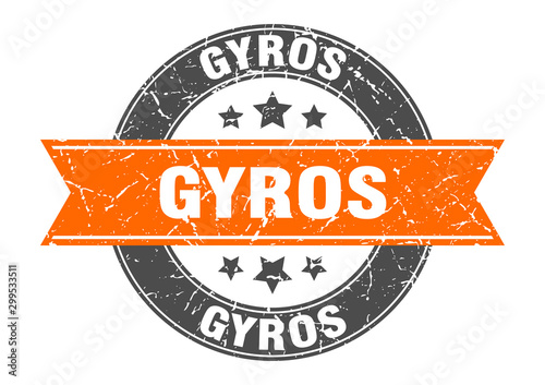gyros round stamp with orange ribbon. gyros