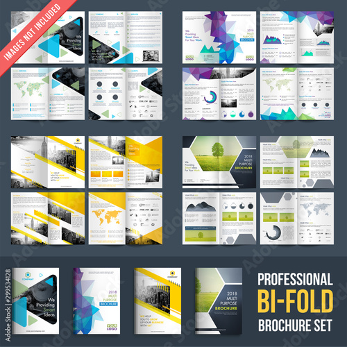 Set of 4 brochures designs with four pages designs template.