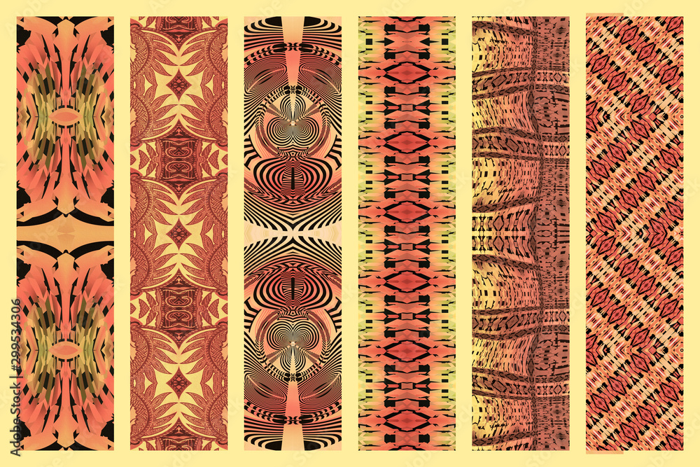 Mood board of African fabrics, isolated