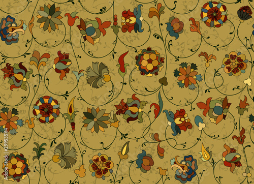 Repeatable floral pattern based on St Basil's Cathedral murals in Moscow, Russia