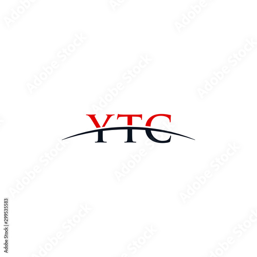 Initial letter YTC, overlapping movement swoosh horizon logo company design inspiration in red and dark blue color vector