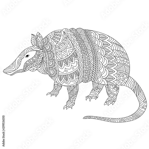 Hand drawn doodle illustration of armadillo.