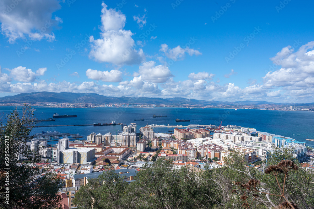 Panoramic overlooking the sea and the city of Gibraltar