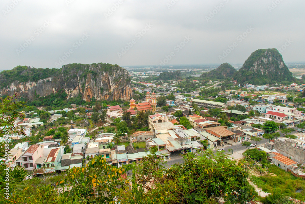 Panorama of Da Nang and Marble Mountains, Vietnam 