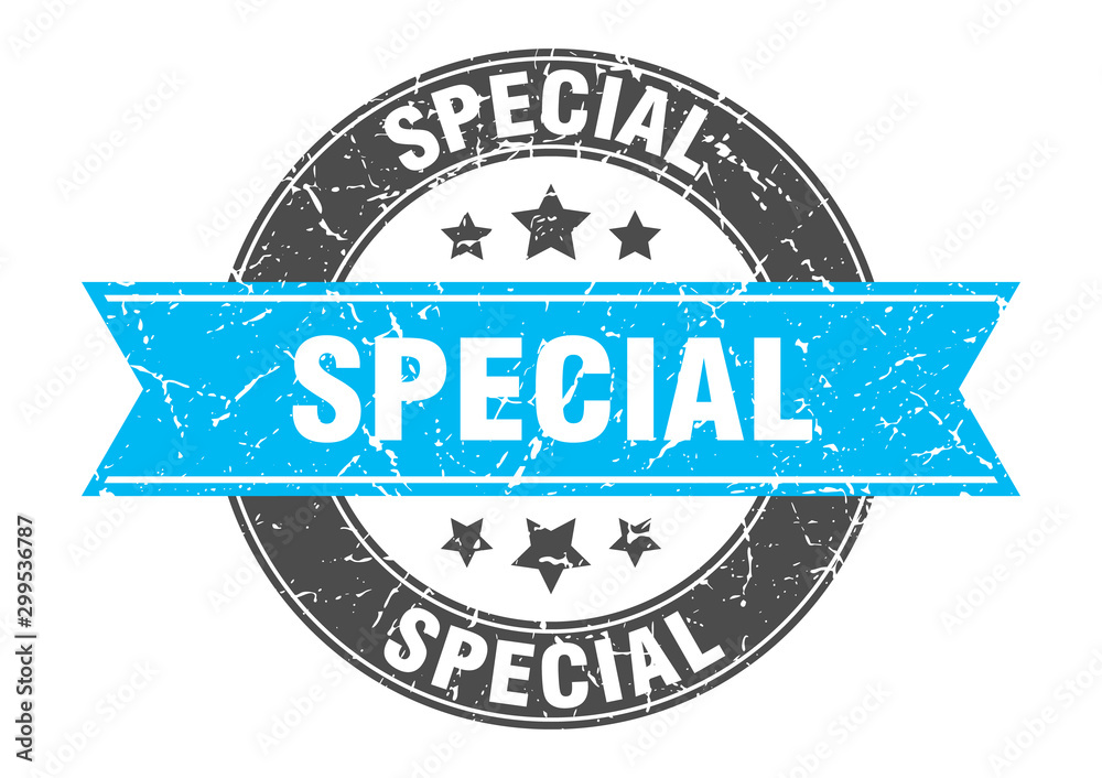 Fototapeta premium special round stamp with turquoise ribbon. special