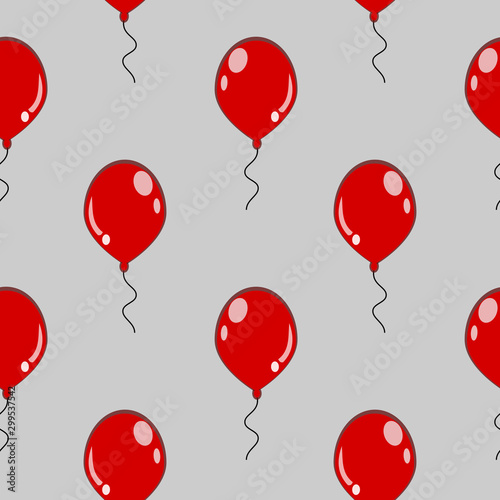 Seamless Pattern Of Classic Red Balloons on White Background
