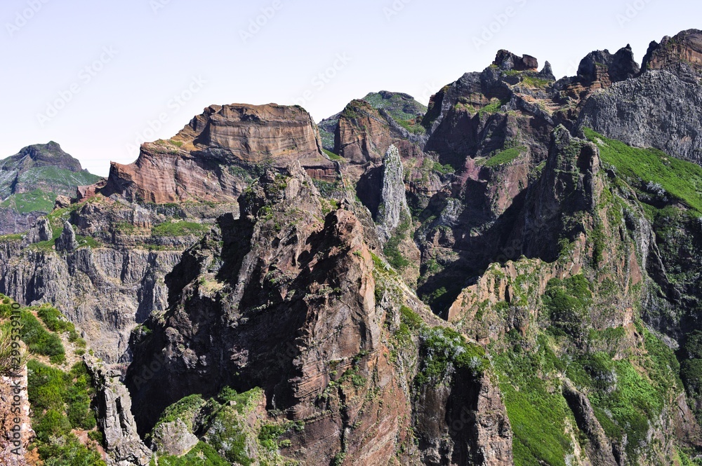 Mountain peaks of Madeira island: panoramic view from hiking paths (Portugal, Europe)
