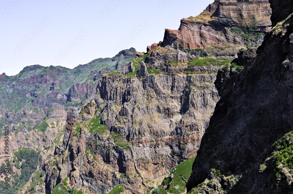 Mountain peaks of Madeira island: panoramic view from hiking paths (Portugal, Europe)