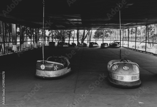 Black and white picture of abandoned and decay amusement park in Da Nang, Vietnam  photo