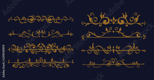 bundle of elegant ornamental borders frames vector illustration design