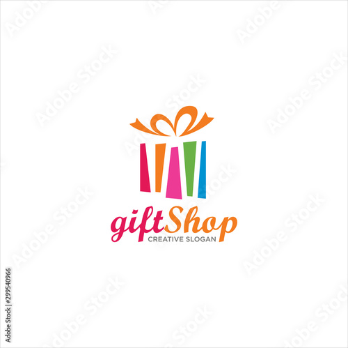 Christmas Gift Logo  . Gift Logo Design Vector Stock . Gift Store Shop Logo Template  . Surprise Gift Shop Logo
