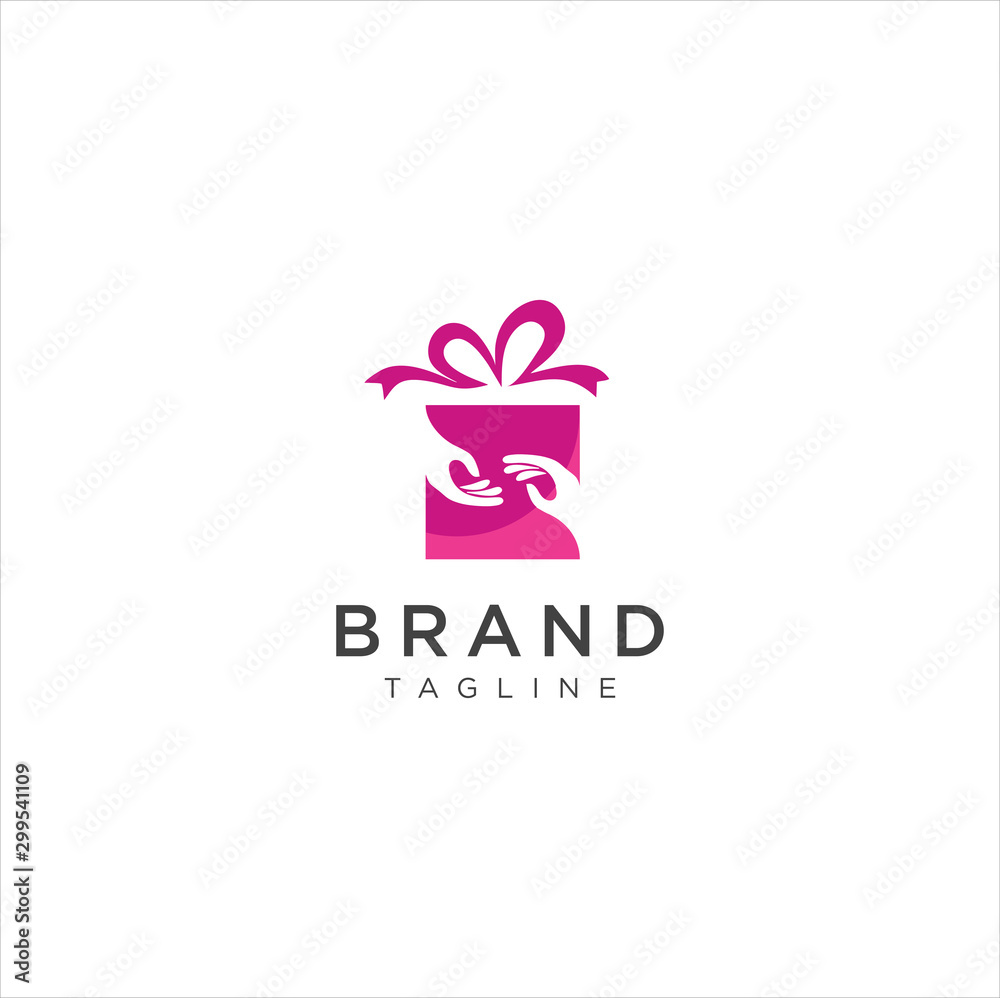 Christmas Gift Logo . Hand Gift Logo Stock Vectors . We Gift Logo Design  Vector Stock . Gift Store Shop Logo Template . Surprise Gift Shop Logo  Stock-Vektorgrafik | Adobe Stock