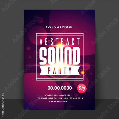 Sound Party Flyer, Template or Banner design. photo