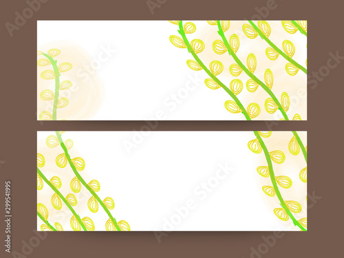 Website headers or banners set with green leaves.