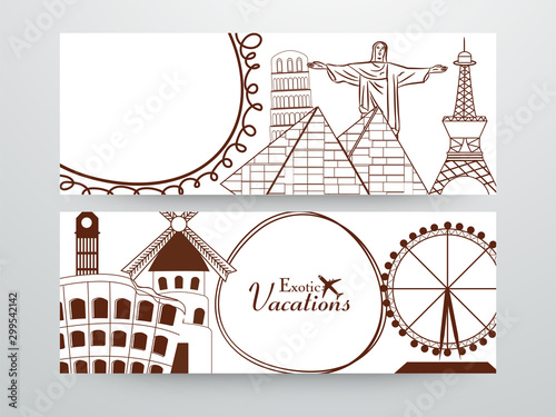 Web headers for Tour and Travel concept.
