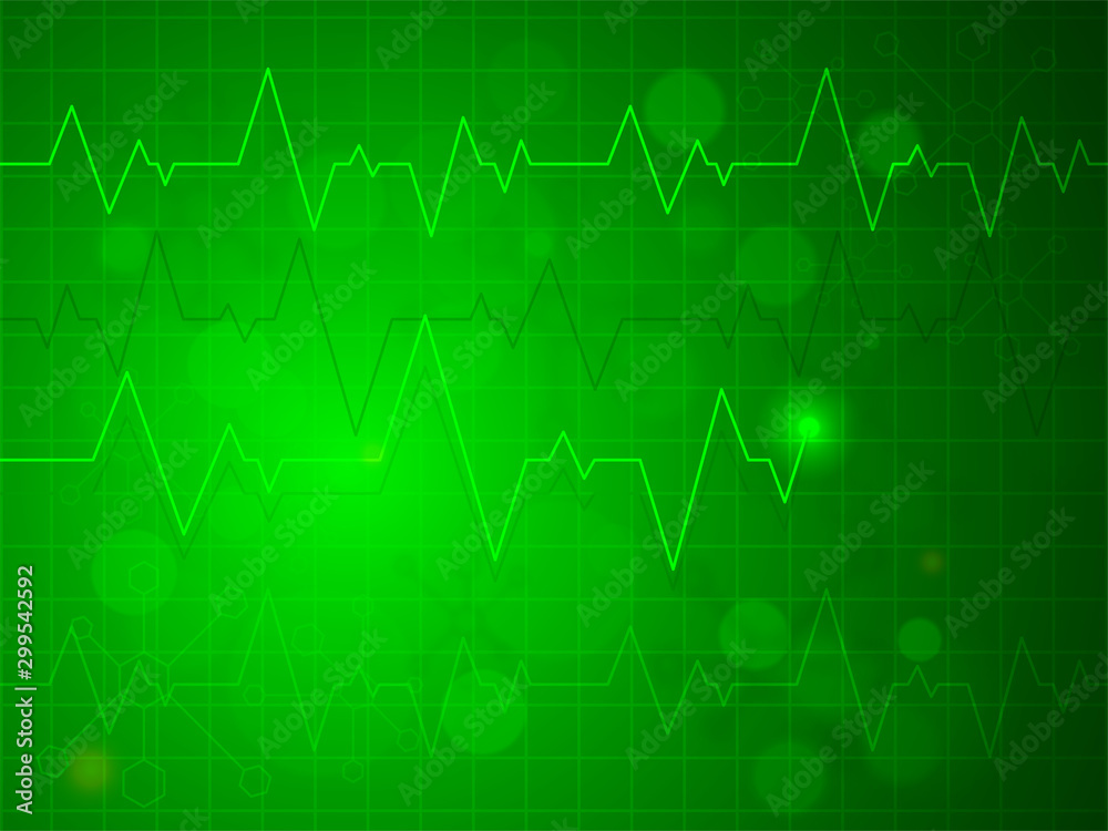 Green heartbeat pulse for Health and Medical.