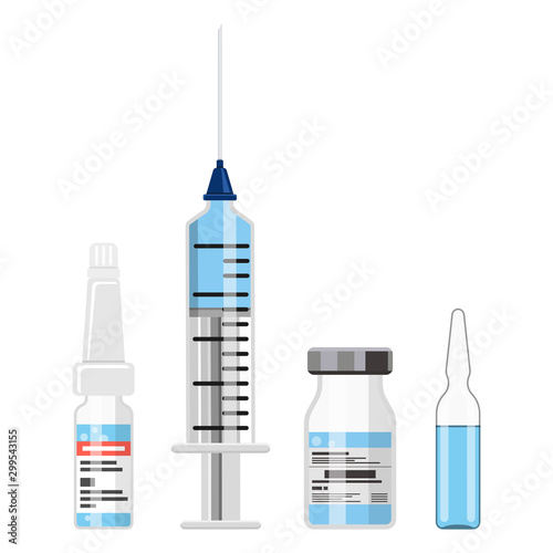 Plastic Medical Syringe and Vaccine Vial Icon
