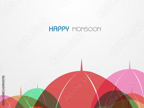 Happy Monsoon background with umbrella.