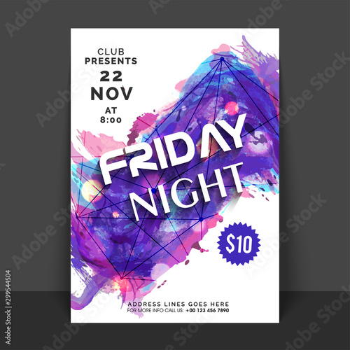 Friday Night Party Poster, Banner or Flyer.