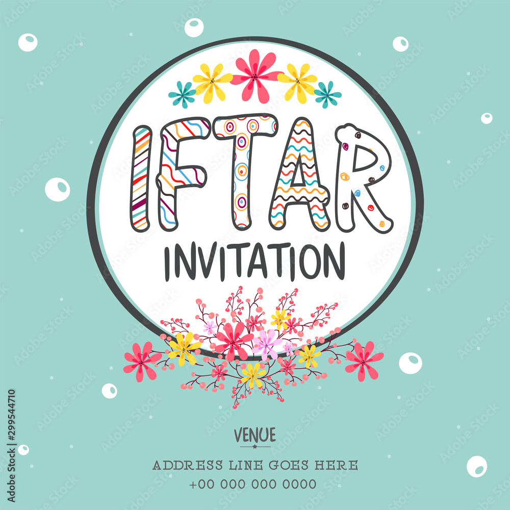 Iftar Invitation design with flowers.