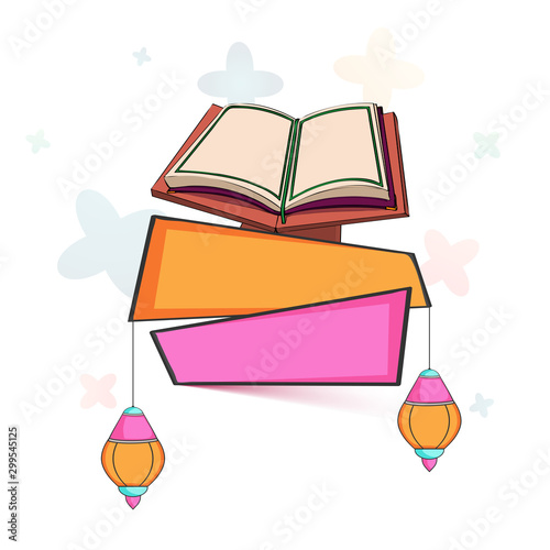 Islamic Holy Book Quran with Lanterns.