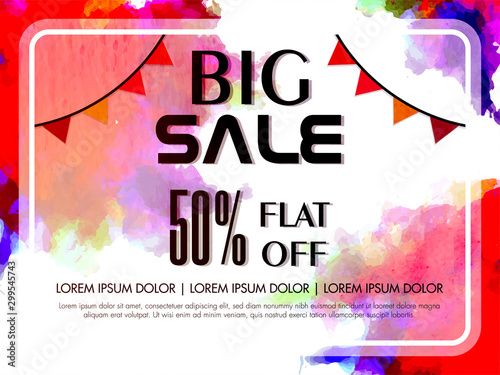 Big Sale poster, banner with 50% discount offer.