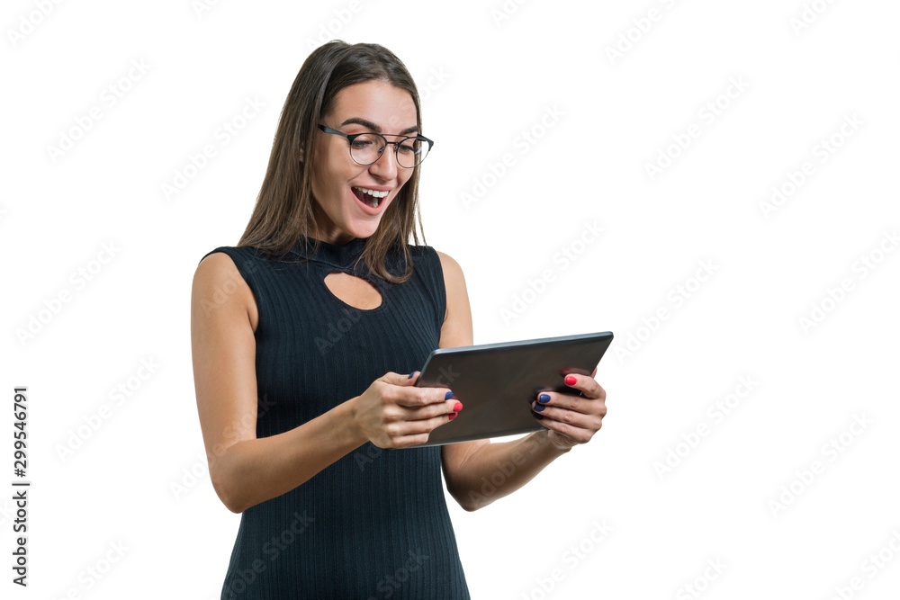 Portrait of surprised business woman with digital tablet Portrait of surprised business woman with digital tablet
