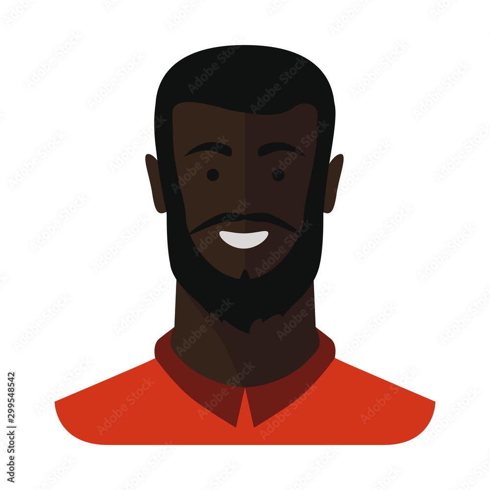 Icon of a bearded man. Isolated on white background. African American. Icon of a bearded man. Isolated on white background. African American.