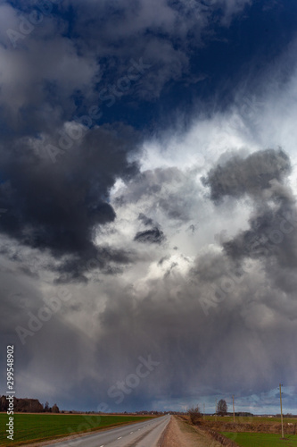 Cloudy day in countryside of Latvia.