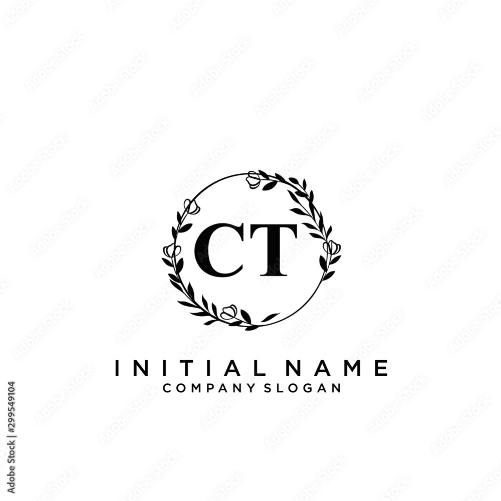 Letter CT Beauty Logo Template Vector
