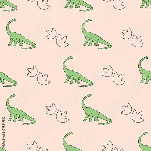 seamless repeat dinosaurs and ferns