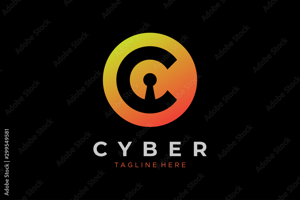 Initial Letter C Security Logo Lock Icon Vector Logo Design