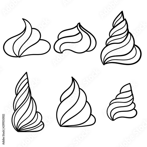 Cream for cakes. Doodle ice cream. Vector illustration.  