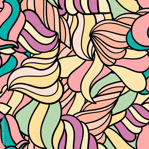 Cute linear wavy doodle seamless pattern. Hand drawn stripped background. Infinity geometric wrapping paper, fabric, textile. Vector illustration.    