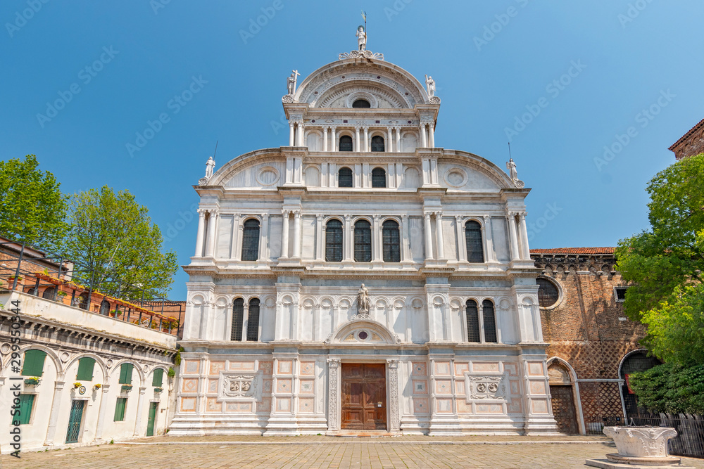 Gothic Renaissance facade of Chiesa di San Zaccaria (Church of San Zaccaria), Campo San Zaccaria, Castello, Venice, Italy.