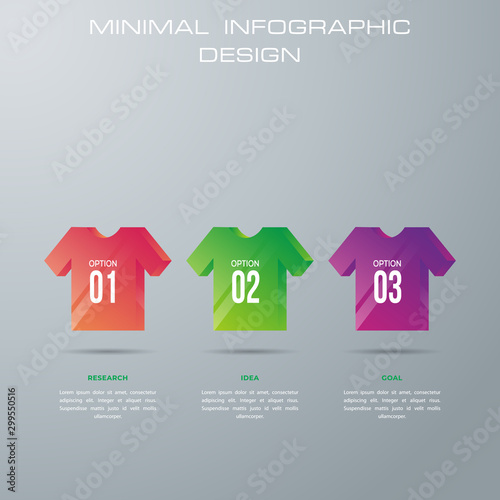 T shirtInfographic template with 3 options, workflow, process chart,Timeline infographics design vector can be used for workflow layout, diagram, annual report, steps or processes. - Vector photo